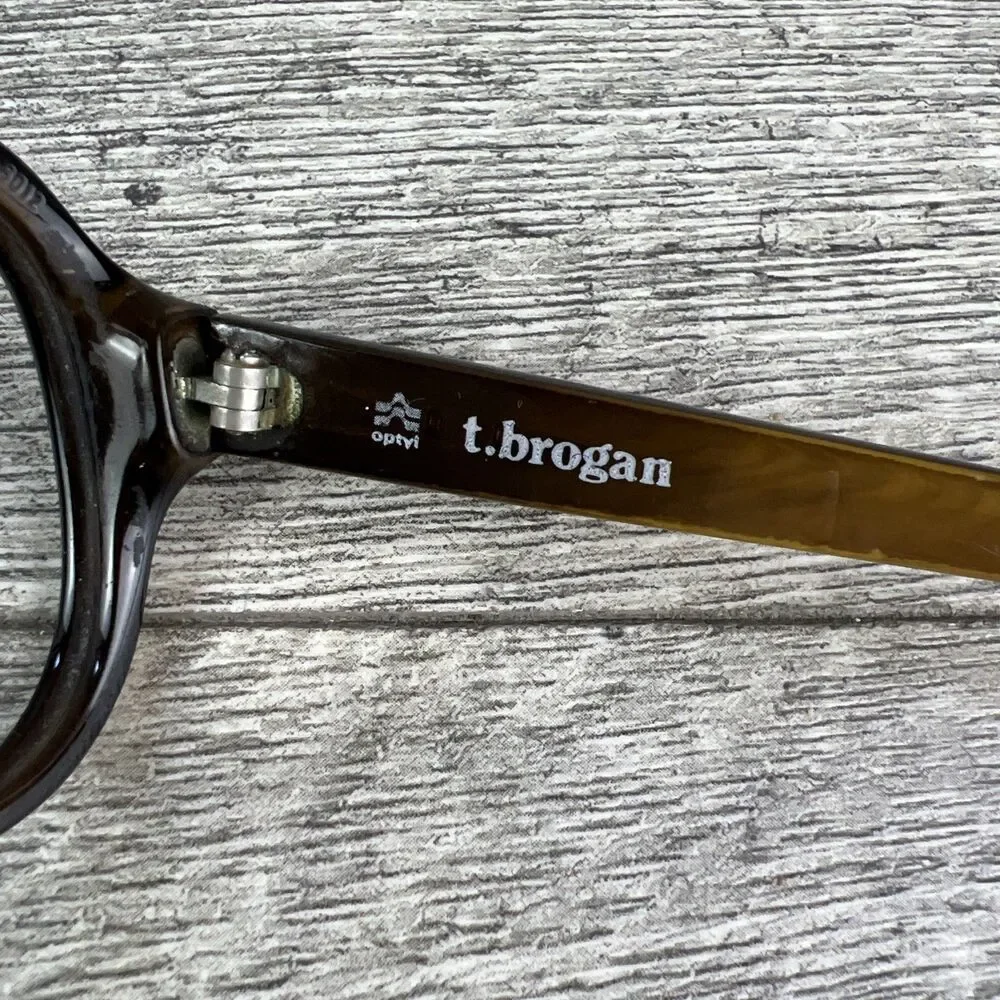 Vintage T. Brogan Optyl Eyeglasses Frames ONLY Brown Aviator Germany 58-18